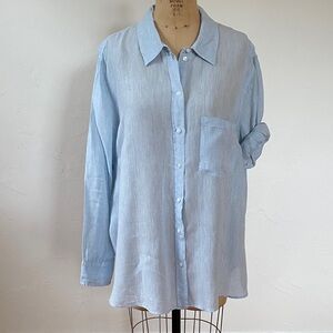 Light Blue Linen Button-Up Shirt